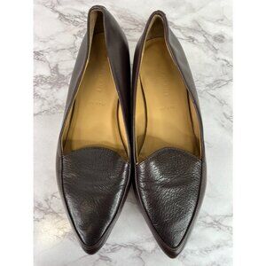 Everlane Womens The Modern Point Flat Burgundy Leather Sz 7